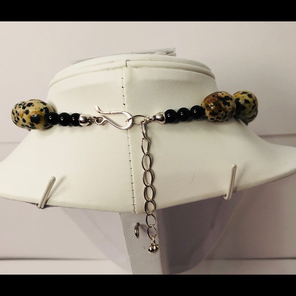 Jay King Spotted & Black Agate Neck/Ear/Bracelet - Picture 7 of 8